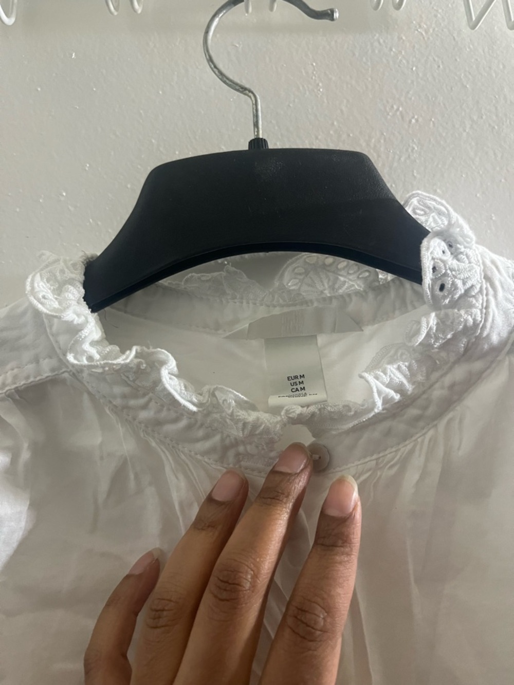 H&M White Trim Cotton Blouse - Picture 4 of 8